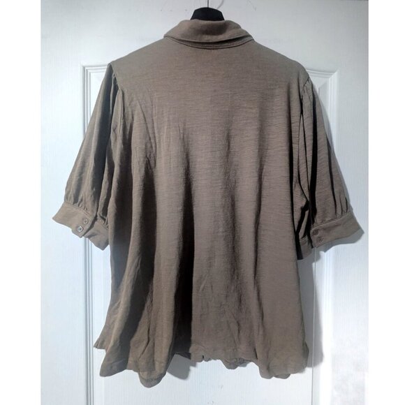 Gap | Puff-Sleeve Shirt In Dried Moss Green - Picture 4 of 9
